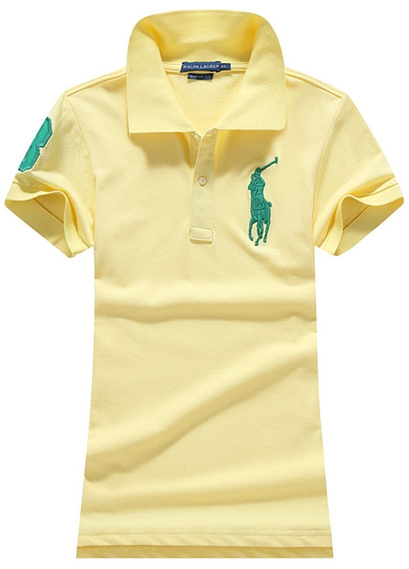 ראלף לורן-RALPH LAUREN POLO TSHIRT SHORT WOMEN - Yellow & Green Logo – תמונה 3