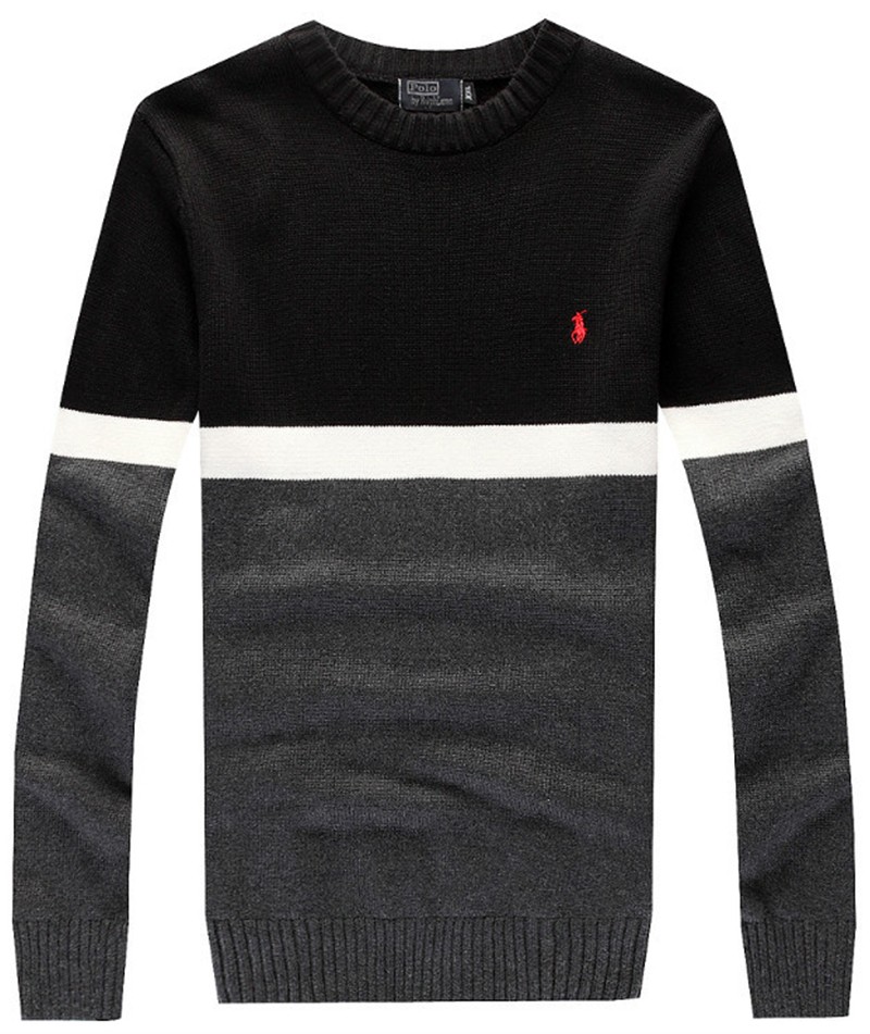 ראלף לורן-RALPH LAUREN SWETER MEN - Black Dark Gray & Red Logo
