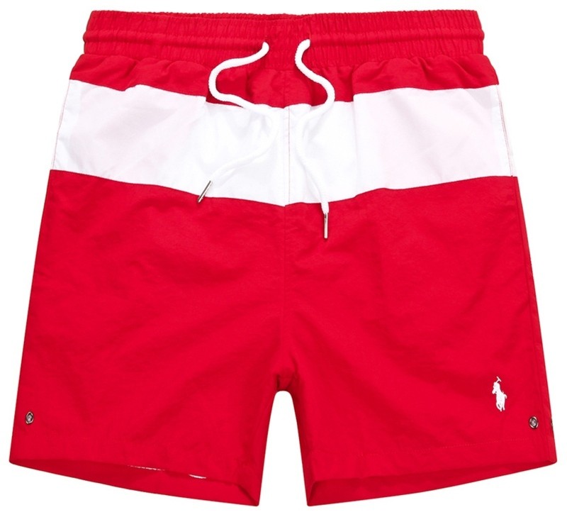 ראלף לורן-RALPH LAUREN SWIM BEACH SHORT MEN'S -Red & White
