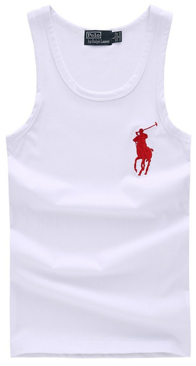 ראלף לורן-RALPH LAUREN VEST MEN - WHITE & RED LOGO