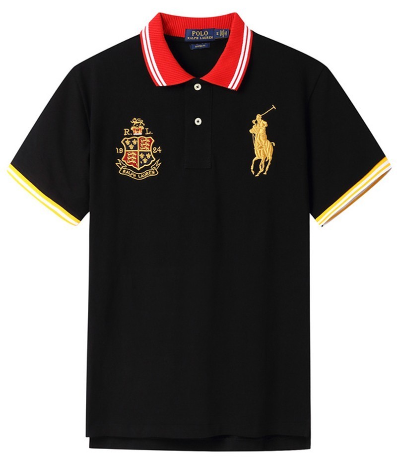 ראלף לורן-RALPH LAUREN POLO TSHIRT MEN'S SHORT DESGIN - Black