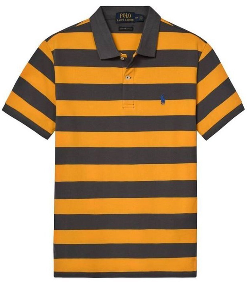 ראלף לורן-RALPH LAUREN POLO TSHIRT MEN'S SHORT DESGIN - Carrot ORG & Fuscous Grey