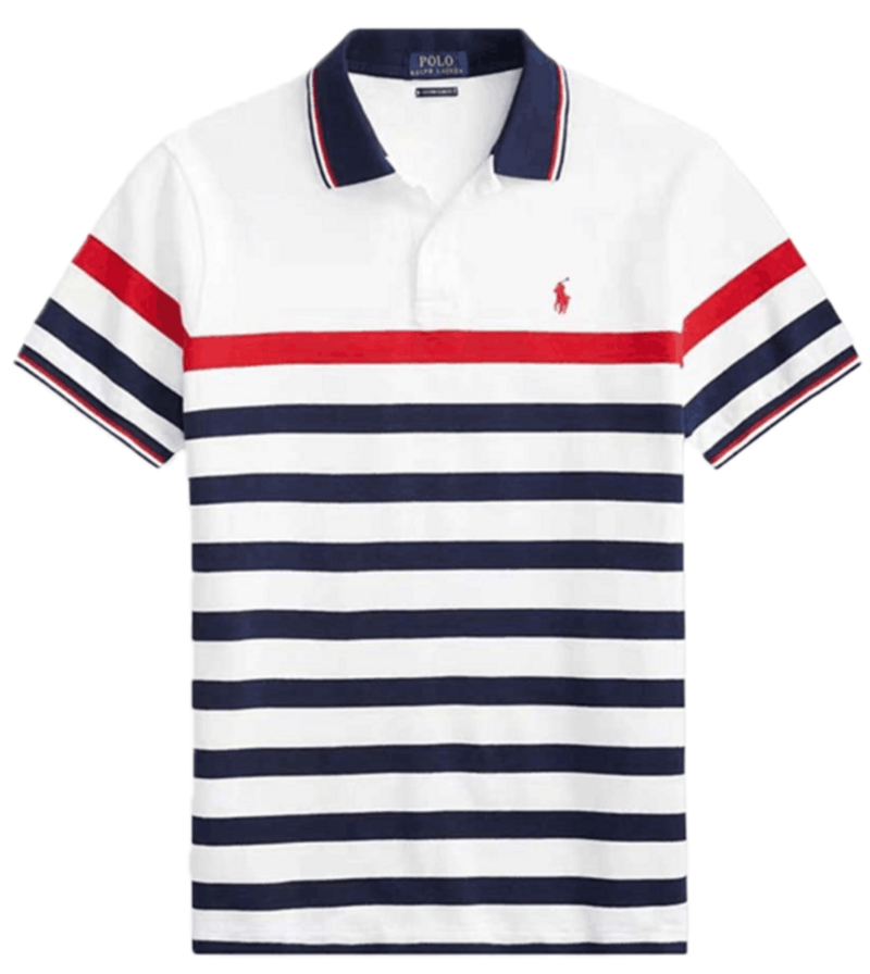 ראלף לורן-RALPH LAUREN POLO TSHIRT MEN'S SHORT DESGIN - NAVY BLUE WHITE & RED