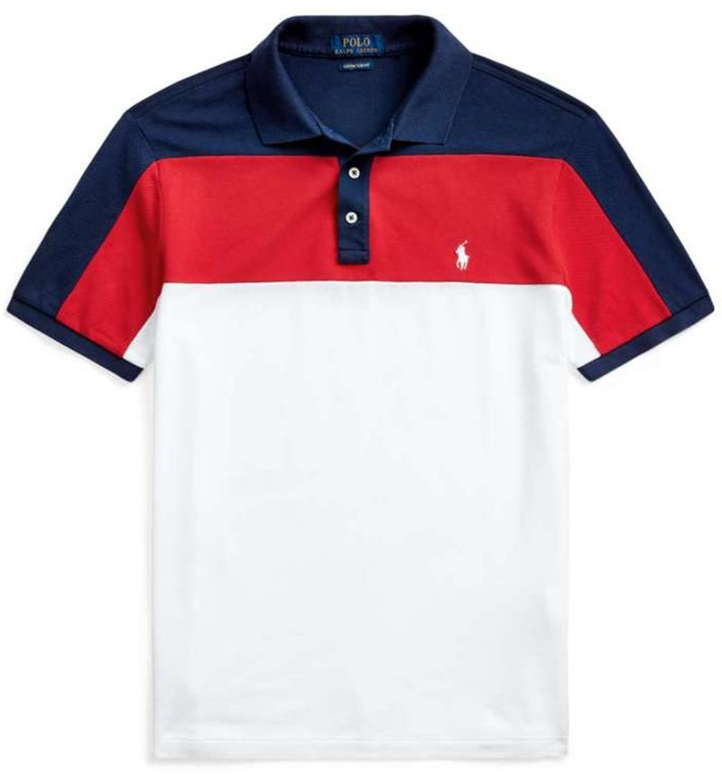 ראלף לורן-RALPH LAUREN POLO TSHIRT MEN'S SHORT DESGIN - Navy Blue Red & White