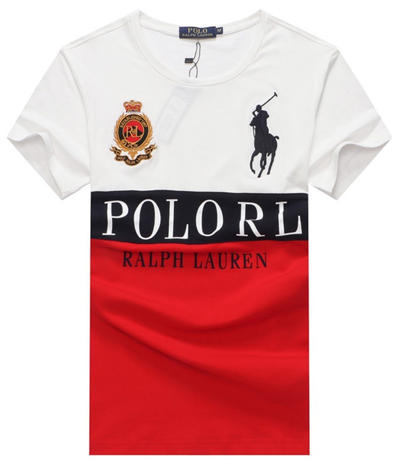 ראלף לורן-RALPH LAUREN POLO TSHIRT MEN'S SHORT DESGIN - RED & WHITE