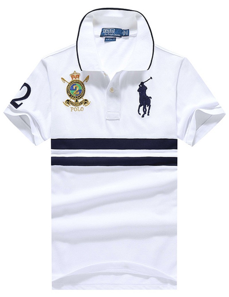 ראלף לורן-RALPH LAUREN POLO TSHIRT MEN'S SHORT DESGIN - White & Black – תמונה 5