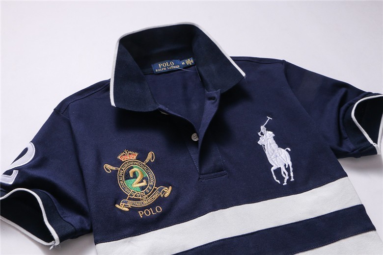 ראלף לורן-RALPH LAUREN POLO TSHIRT SHORT BIG PONY MEN'S- NAVY BLUE WHITE – תמונה 5