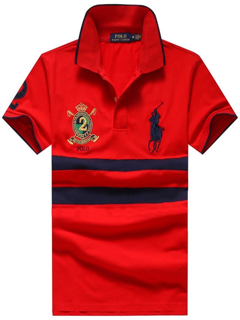 ראלף לורן-RALPH LAUREN POLO TSHIRT SHORT BIG PONY MEN'S- RED & NAVY BLUE