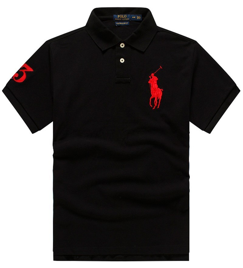 ראלף לורן-RALPH LAUREN POLO TSHIRT SHORT MEN'S - Black