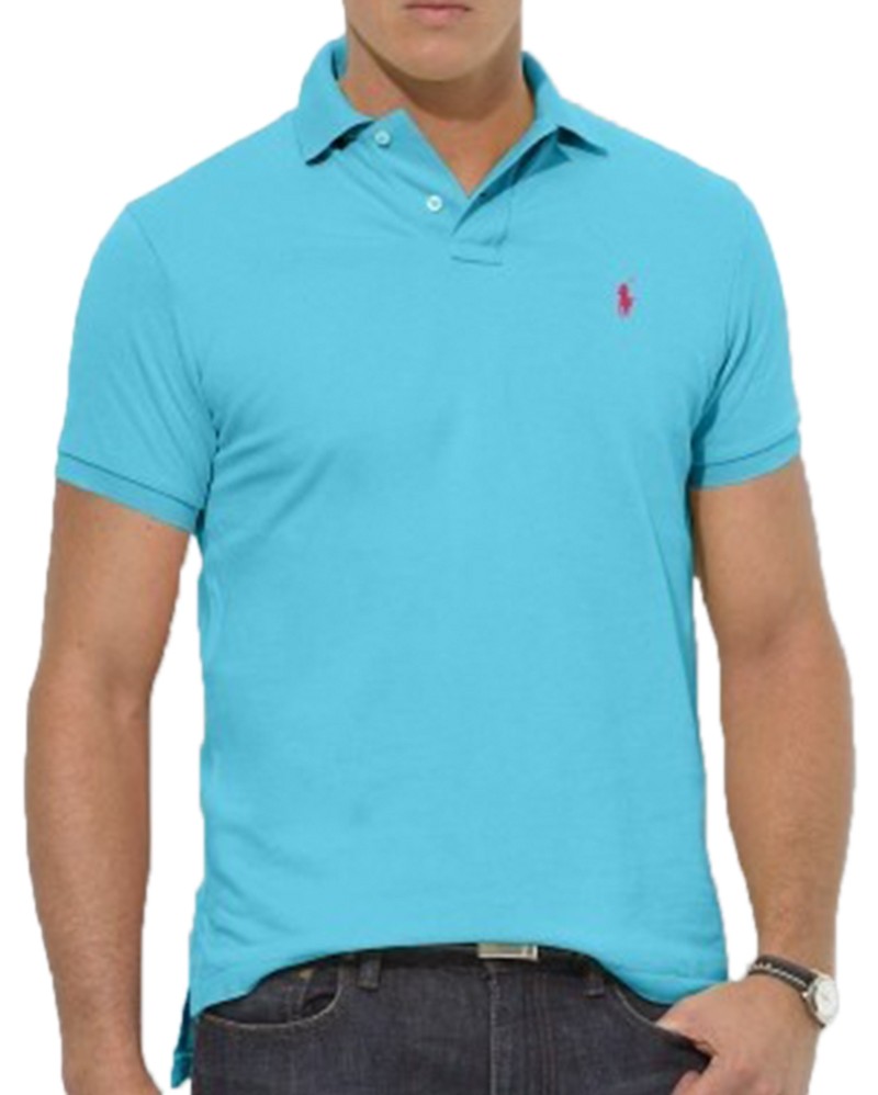 ראלף לורן-RALPH LAUREN POLO TSHIRT SHORT MEN'S - Turquoise Blue