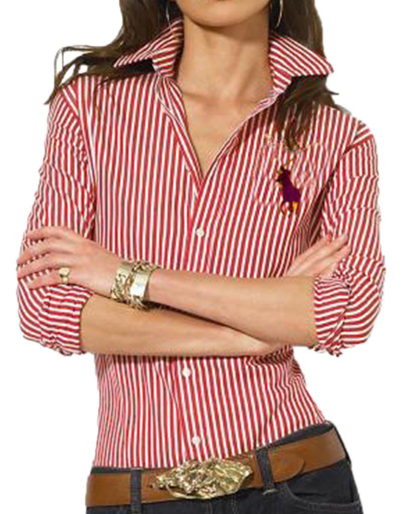 ראלף לורן-RALPH LAUREN SHIRT WOMEN - White & Red