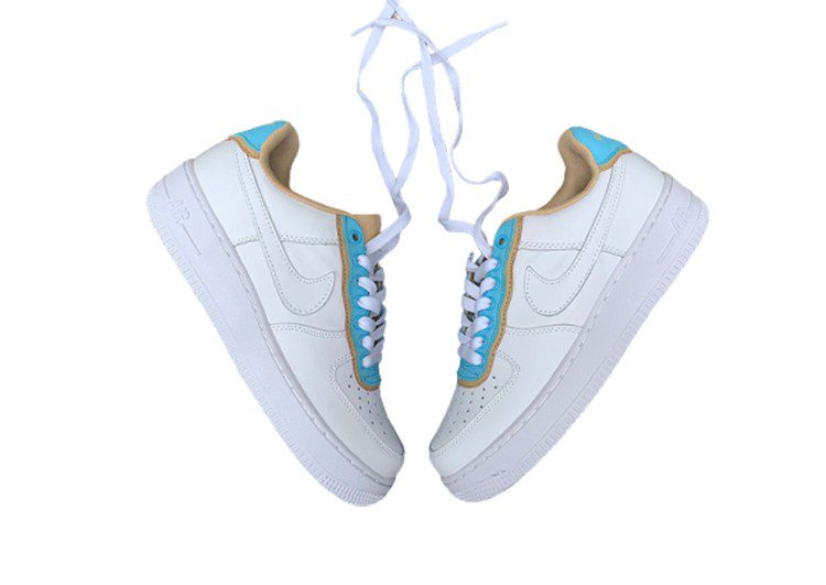 נעלי נייק -Nike Air Force 1 Low white-Summer Sky – תמונה 3