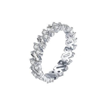 טבעת יוקרה-Silver Ring Classic Luxury Full Cubic Zirconia Finger Rings For Women
