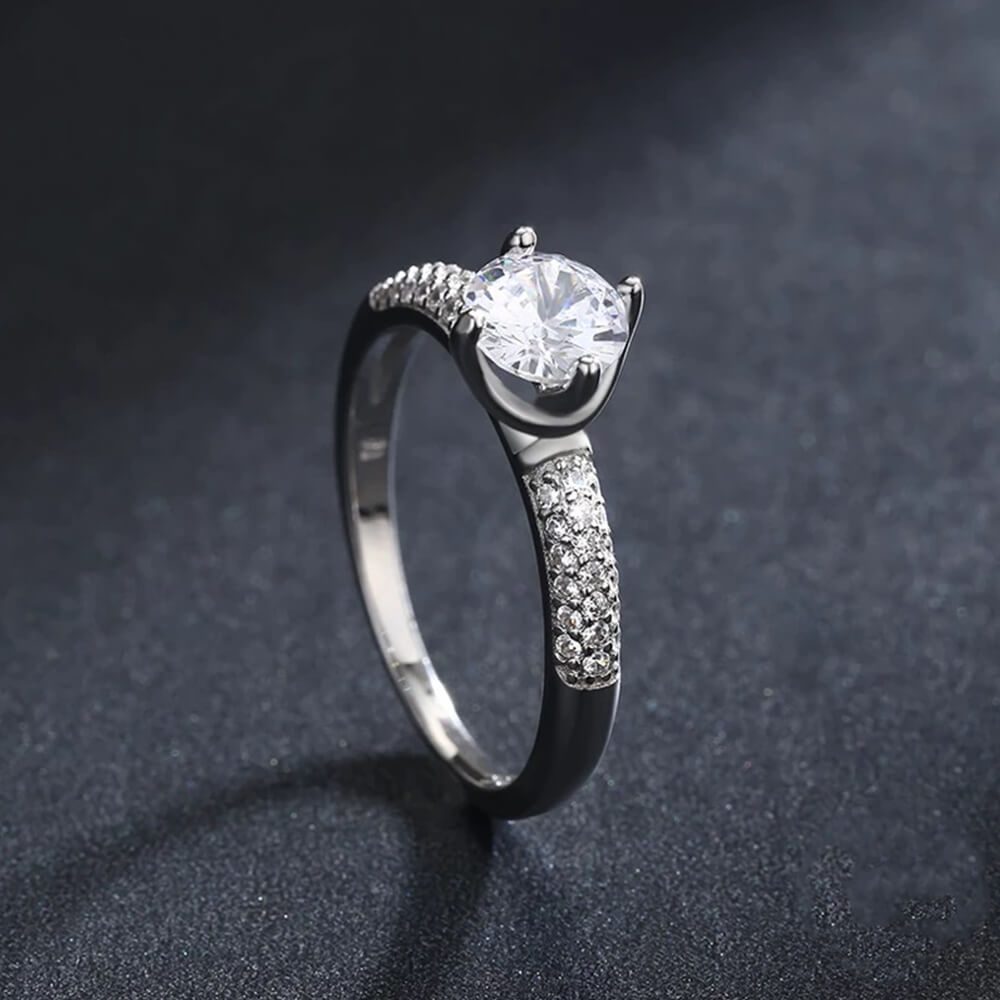 טבעת יוקרה-Silver Ring Round Ten Hearts Arrow CZ Classic Finger Rings For Women – תמונה 5