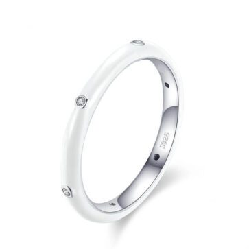 טבעת יוקרה-Silver Ring White Color Finger Rings for Women Men Romantic Couples