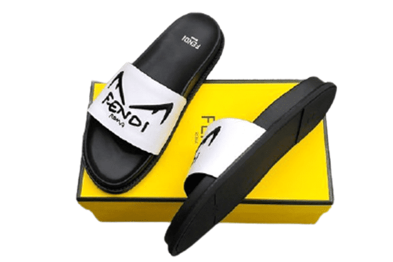 פנדי - FENDI SLIPPERS - White & Black – תמונה 4