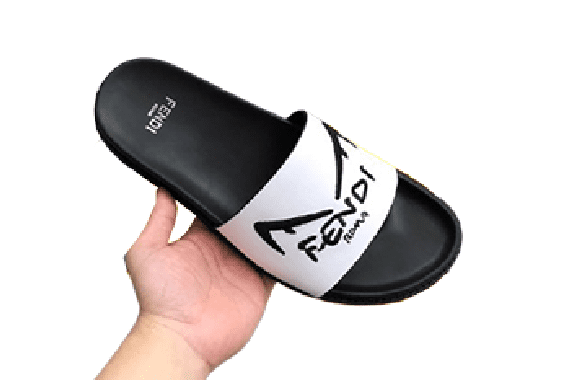 פנדי - FENDI SLIPPERS - White & Black – תמונה 2