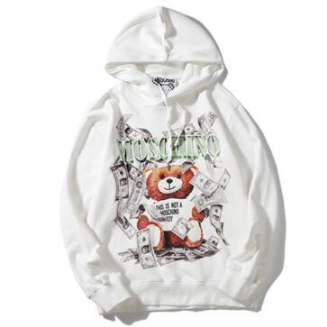 מוסקינו - MOSCHINO HOODIE - White & Black Mix