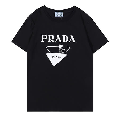 פראדה-PRADA TSHIRT POLO SHORT MEN - Black White Logo