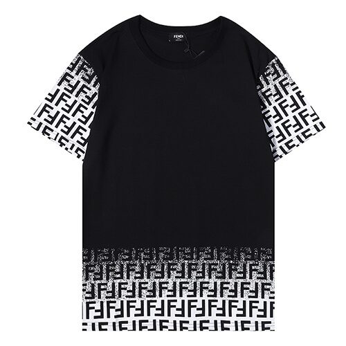פנדי - FENDI TSHIRT MEN - Black White Combo