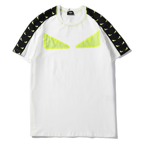 פנדי - FENDI TSHIRT MEN - White & Mindaro