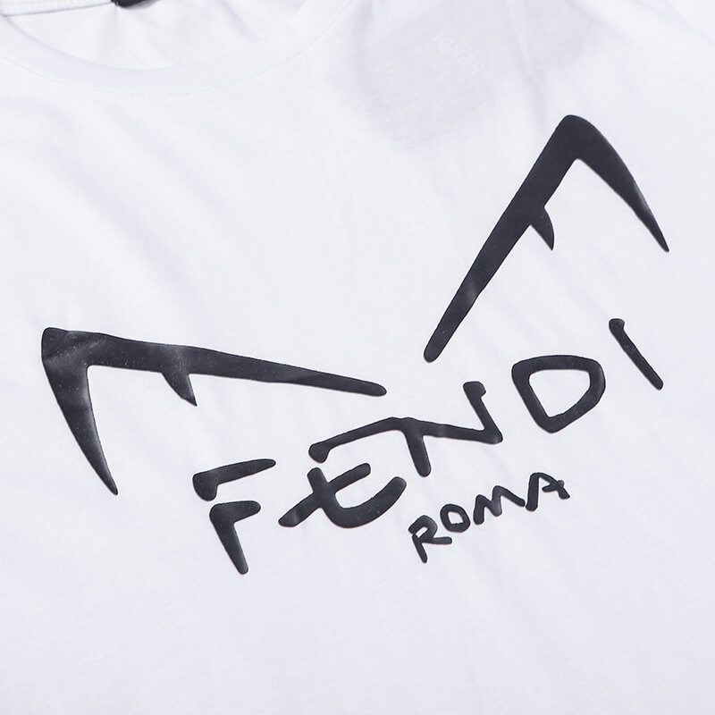 פנדי - FENDI TSHIRT MEN - White & Black – תמונה 3