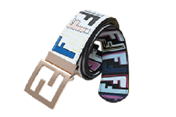 פנדי - FENDI BELT - Black White & Gold Combo – תמונה 2