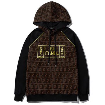 פנדי - FENDI HOODIES - Brown Pod Black & Yellow Logo