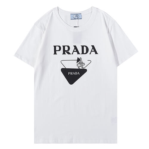 פראדה-PRADA TSHIRT POLO SHORT MEN - White Black Logo
