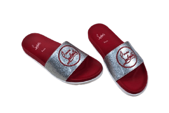 כריסטיאן לובוטין-Christian Louboutin Slipper - Win Red & Selver – תמונה 3