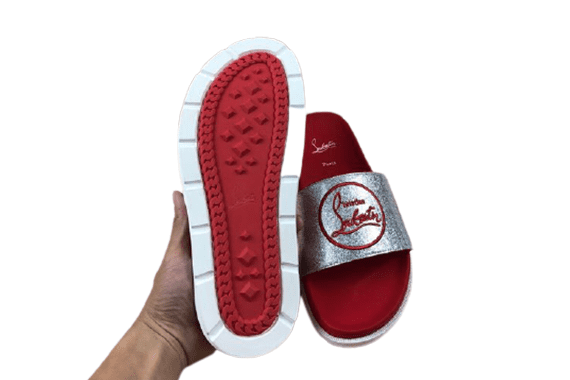 כריסטיאן לובוטין-Christian Louboutin Slipper - Win Red & Selver – תמונה 4