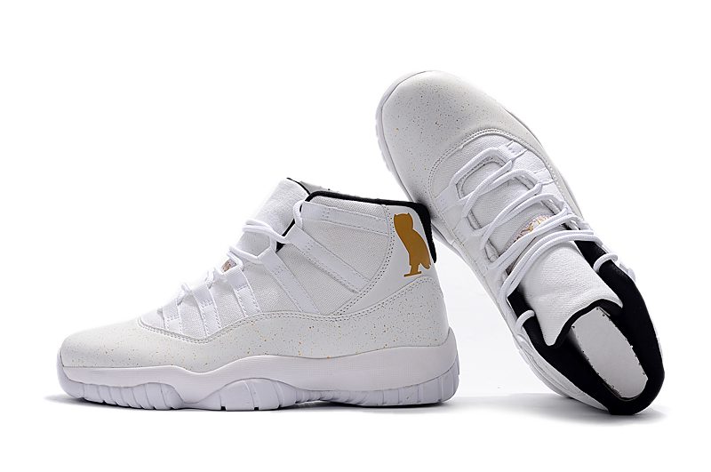 NIKE AIR JORDAN 11 “OVO” WHITE GOLD MEN’S BASKETBALL SHOES – תמונה 3